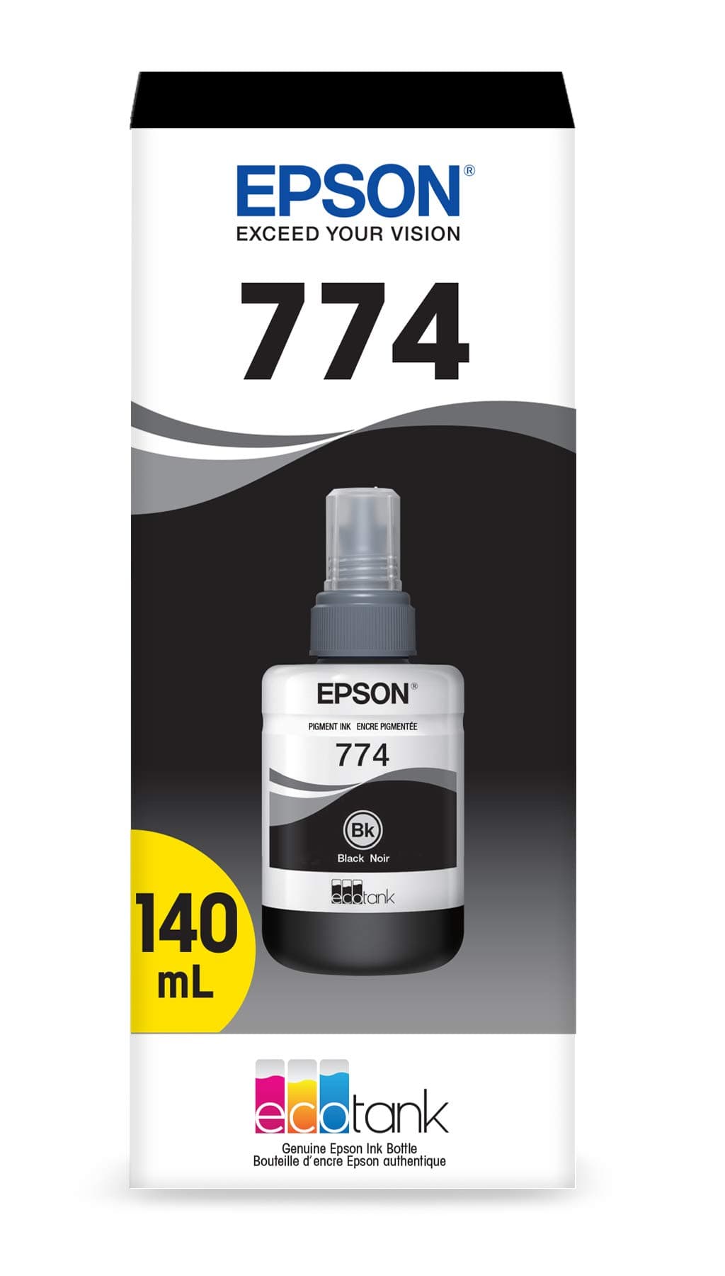 Epson 774 EcoTank Ink Ultra-high Capacity Bottle Black (T774120-S) Works with ET-4550, 3600, 16500