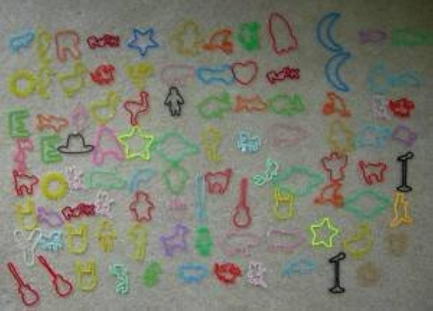 Assortment of 60 Fun Bands Silly Bandz Rubber Band Bracelets - America, Crazy Characters, Rock 'n' Roll, Sea Life, Sports, Zoo Creatures and More!