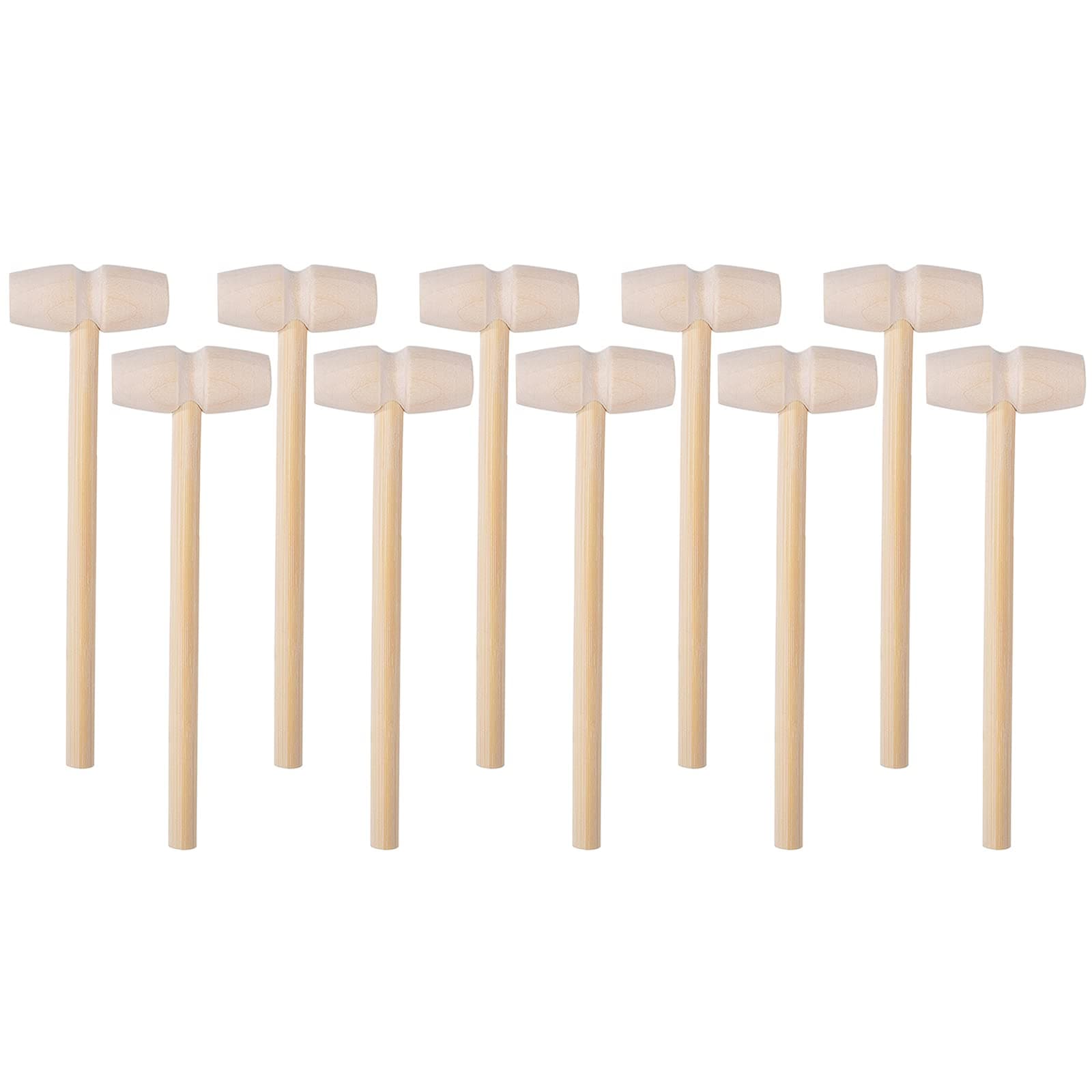 Mini Wooden Hammer Mallet，Wooden Crab or Lobster Mallets Wooden Hammer for Chocolate Natural Wood Hammer for Kids Creative Hammering Educational Toy (10Pcs)