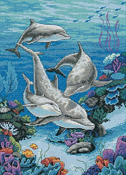 Dimensions Needlecrafts Counted Cross Stitch, The Dolphins Domain , Blue