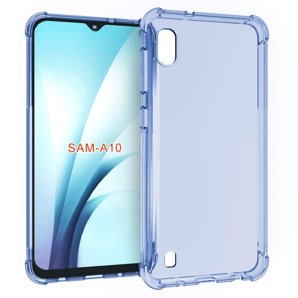 PUSHIMEI Samsung Galaxy A10 Case[not fit Galaxy A10e 5.8"], Soft TPU Crystal Transparent Slim Anti Slip Full-Body Protective Phone Case Cover for Samsung Galaxy A10 6.2"(Clear Blue Anti-Shock TPU)