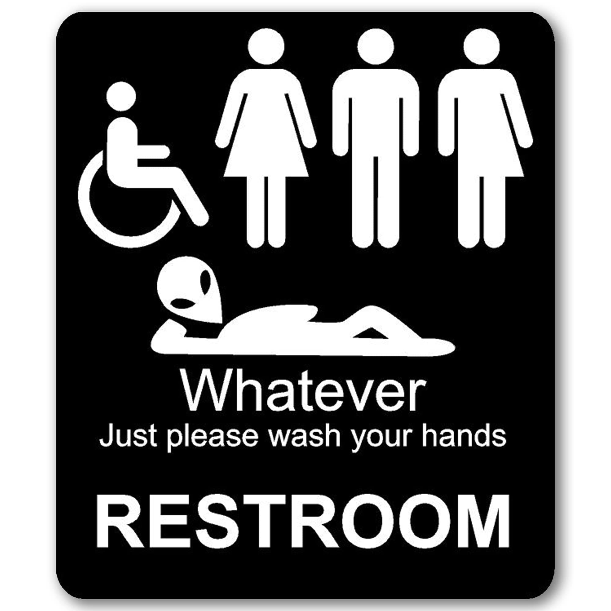 Just Please Wash Your Hands Sign - Inclusive Sign for Bathroom Door, Funny Bathroom Sign Bathroom Wall Decor - Alien Decor, Men, Womens, Handicap, Transgender Bathroom Sign, Bathroom Decor - 8.5"x10"