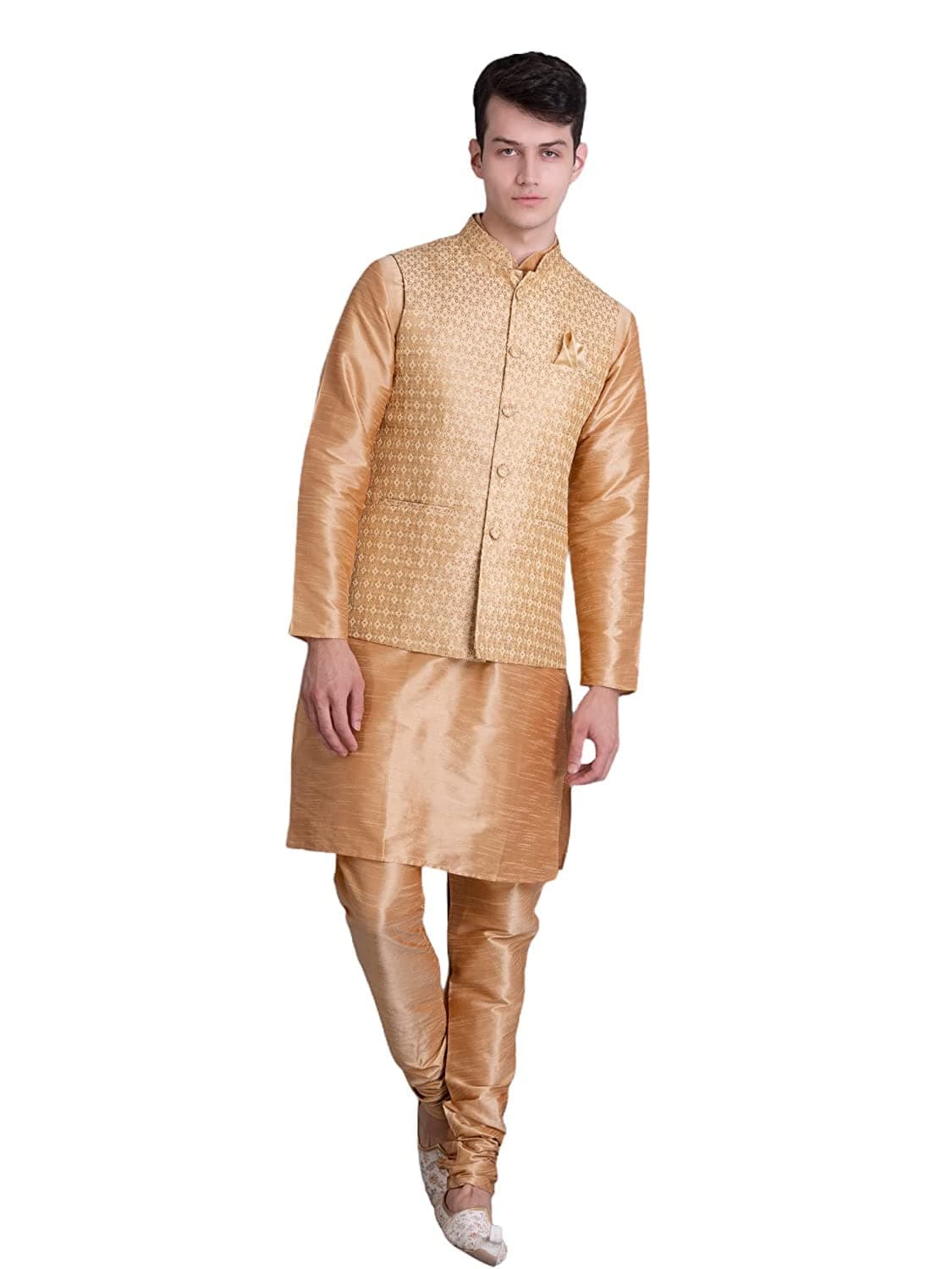 Uri and MacKenzie Men's Silk Blend Kurta Pajama with Designer Ethnic Nehru Jacket/Modi Jacket