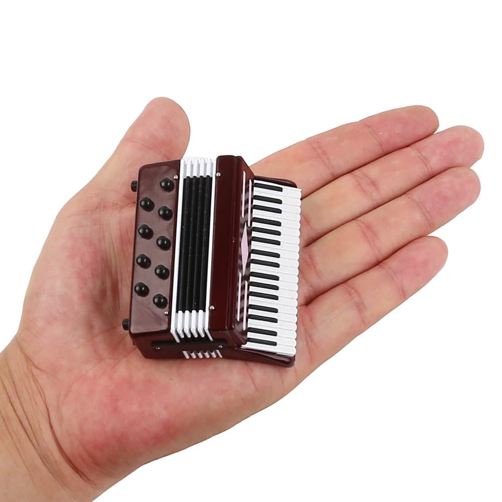 Miniature Accordion with Case Mini Musical Instrument Accordion Replica Collectible Figurines Dollhouse Accessories Model Home Decoration Display Ornament (Red, 2.76"x2.36"x1.18")