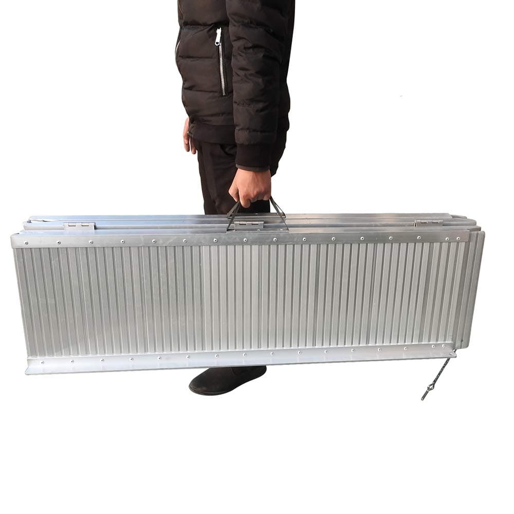 10 Feet Non-Skid Aluminum Wheelchair Ramp, Folding Portable Mobility Scooter Ramp with Carry Handle