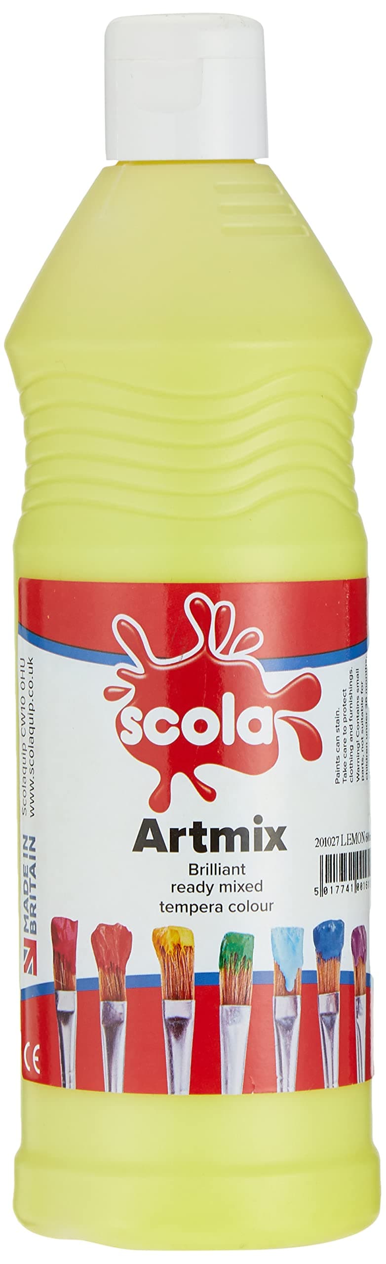 Lemon Yellow 600ml Scola Artmix Ready Mixed Washable Coloured Paint