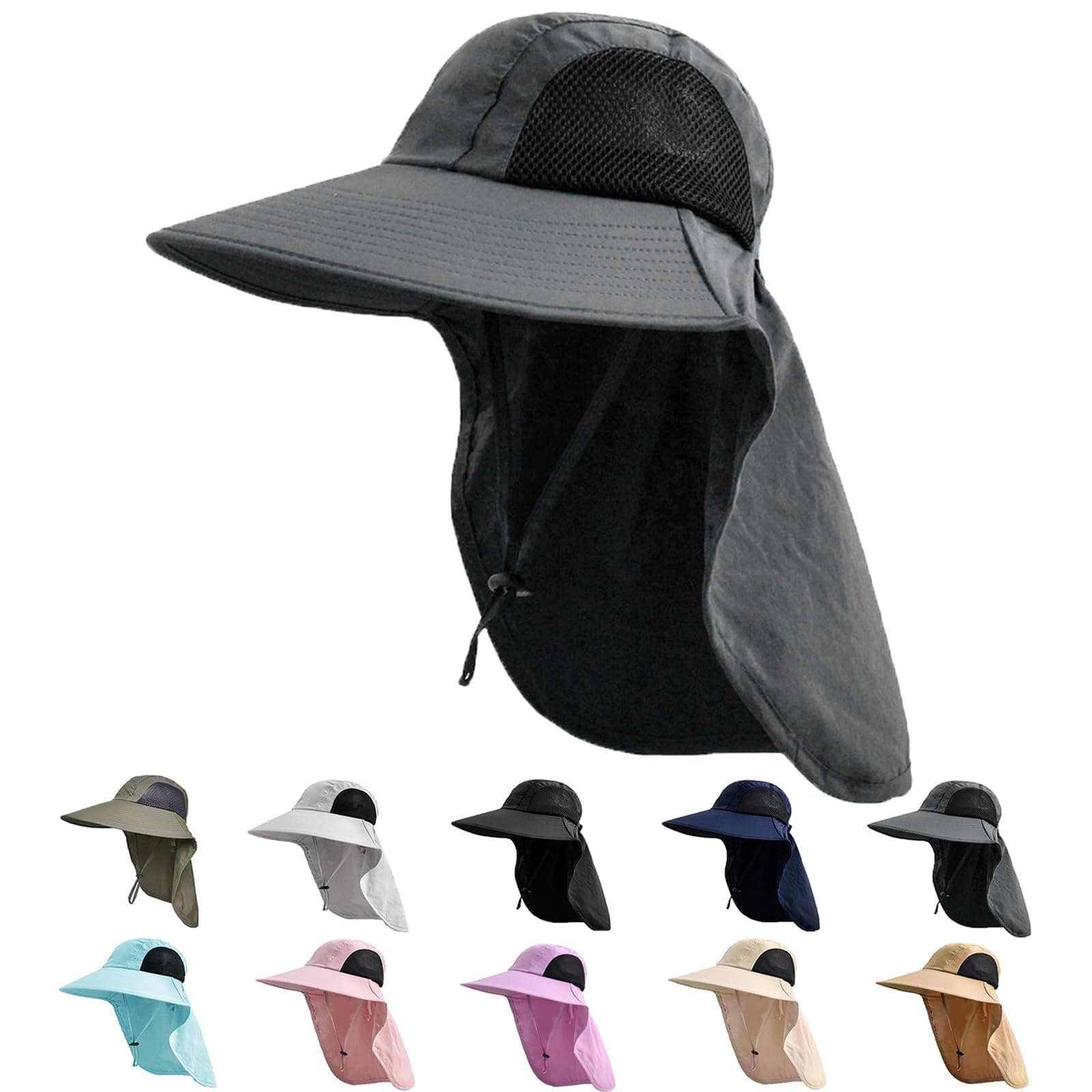 Sun Hat for Men Women with Neck Flap,UPF 50+ UV Protective Hiking Fishing Hats,Wide Brim Sun Hat for Women&Men