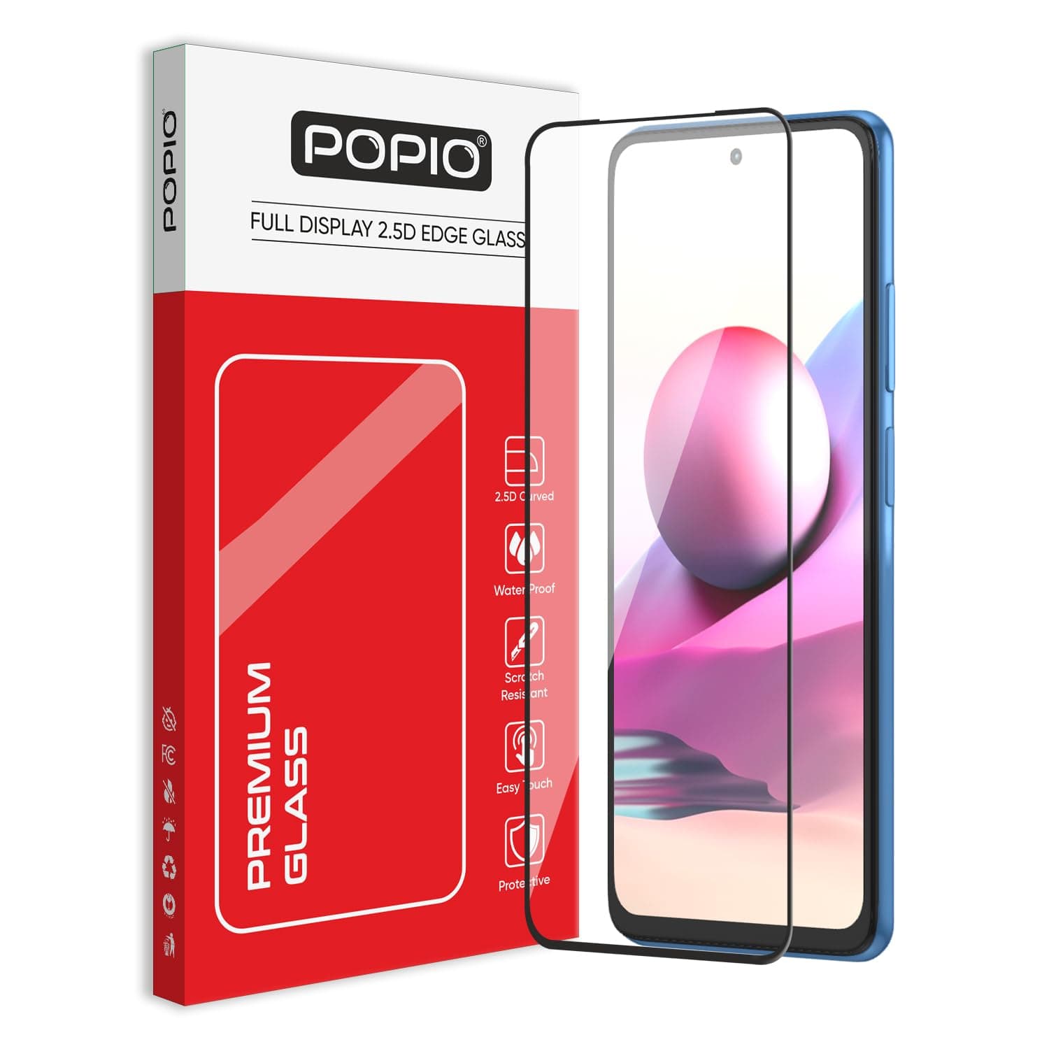 - POPIO Tempered Glass Screen Protector Compatible For Xiaomi Redmi Note 10 / Redmi Note 10S With Edge-To-Edge Protector Coverage And Easy Installation Kit For Cellphone, Pack Of 1
