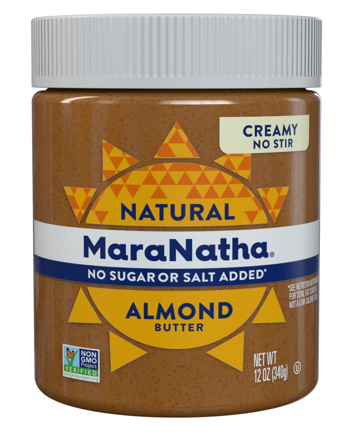 MaraNatha Natural Creamy Almond Butter No Stirring No Sugar or Salt 12oz Jar