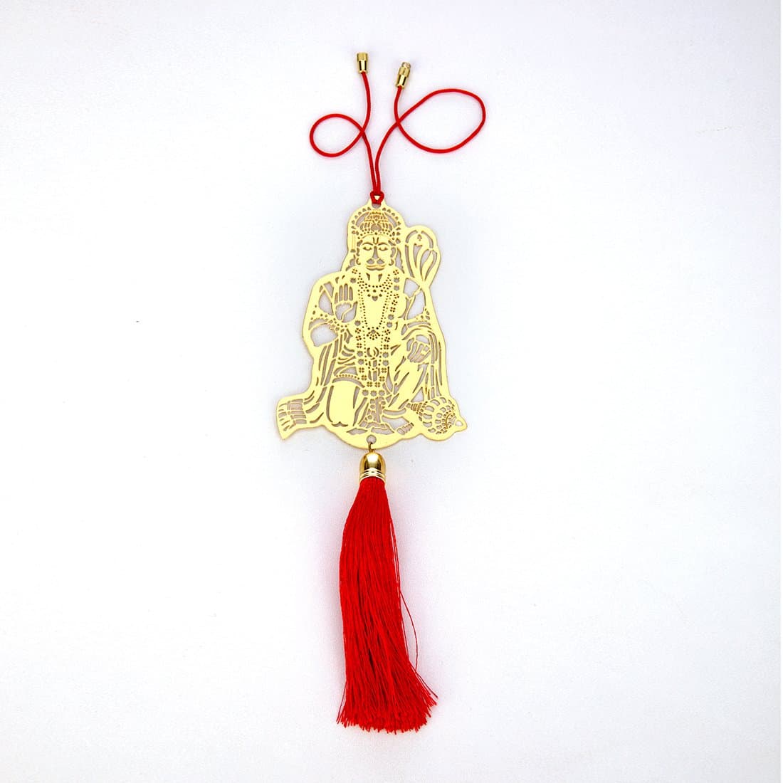 ADORAA's Jai Hanuman Bajrangbali - Rear View Mirror Hanging Ornament/Pendant Amulet - Brass Car Accessory for Divine Blessings & Safety/Protection