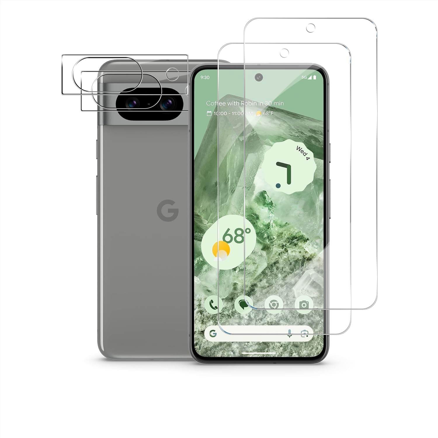 Pixel 8 Tempered Glass Screen Protector + Camera Lens Protector [ 2 + 2 Pack ][Fingerprint Unlock] [Anti-Scratch] [Case Friendly] Clear HD Protective Film for Google Pixel 8 5G