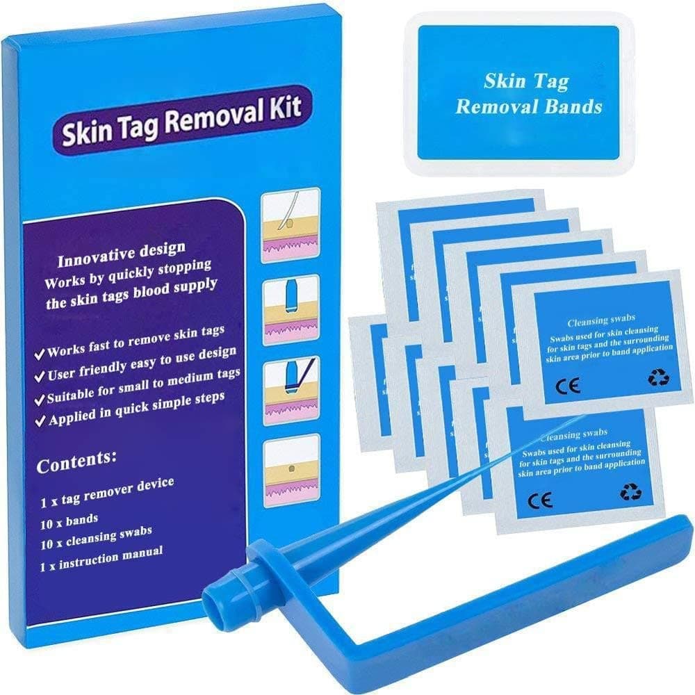 Careflection Micro Band Non Toxic Face Care Mole Wart Tool For Small To Medium Blue Skin Tag Removal Kit With Cleansing Swabs Home Use Adult