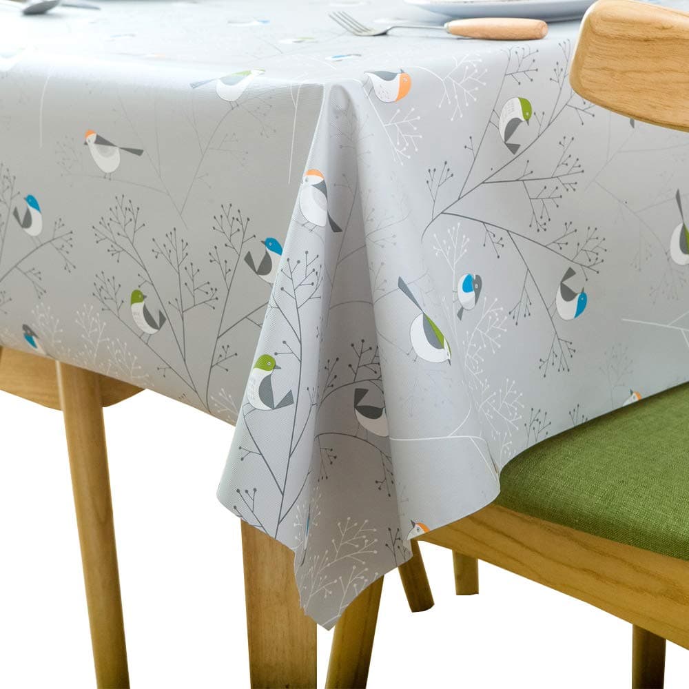 Table Cloth Heavy Duty Vinyl Table Cloth for Rectangle Table Wipe Clean PVC Tablecloth for Kitchen Dining Table (54x78 inch, Birds)