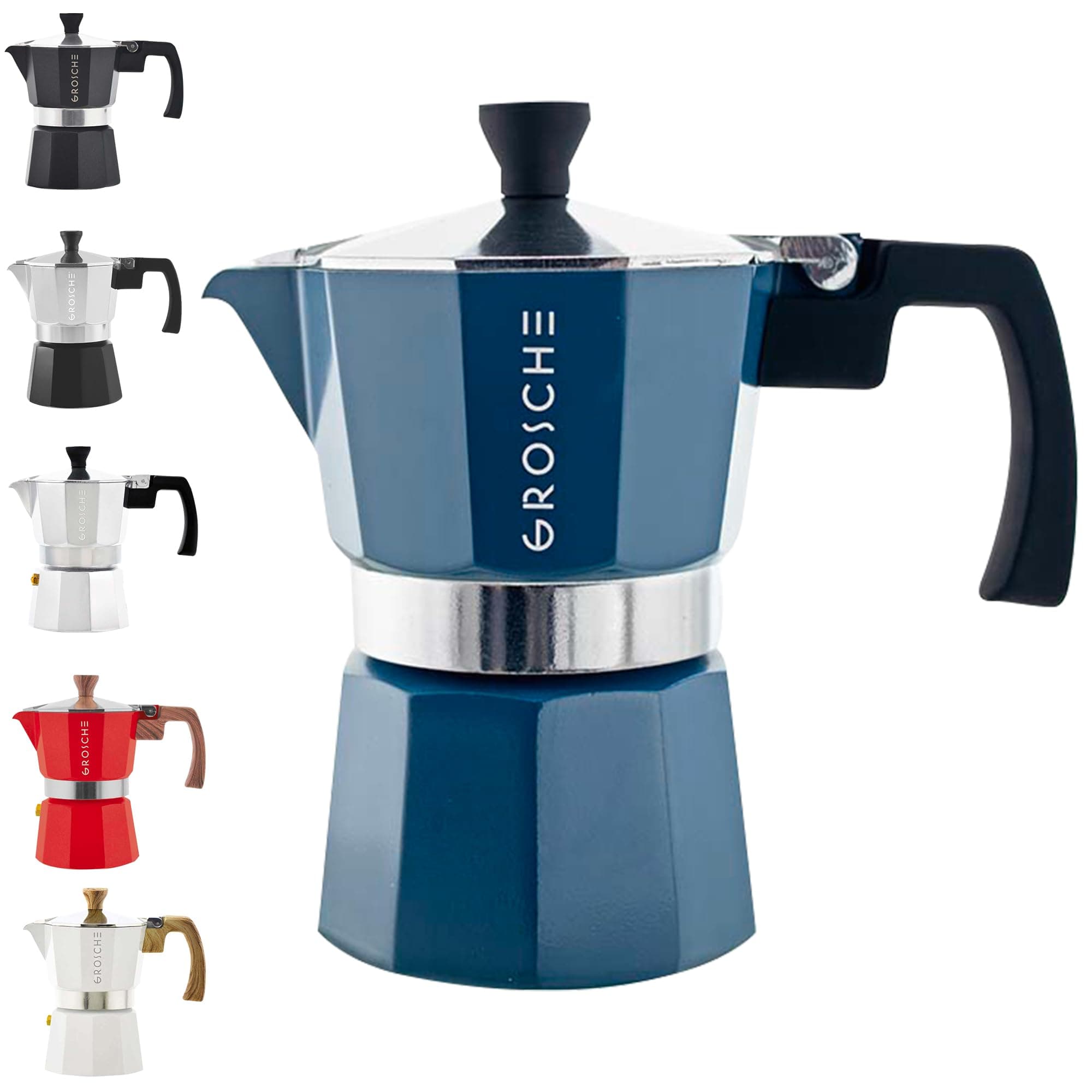 Milano Stovetop Espresso Maker Moka Pot 3 espresso Cup - 5 oz, Blue -Moka Espresso Coffee Maker Stove top coffee maker Moka Italian espresso greca coffee maker brewer percolator