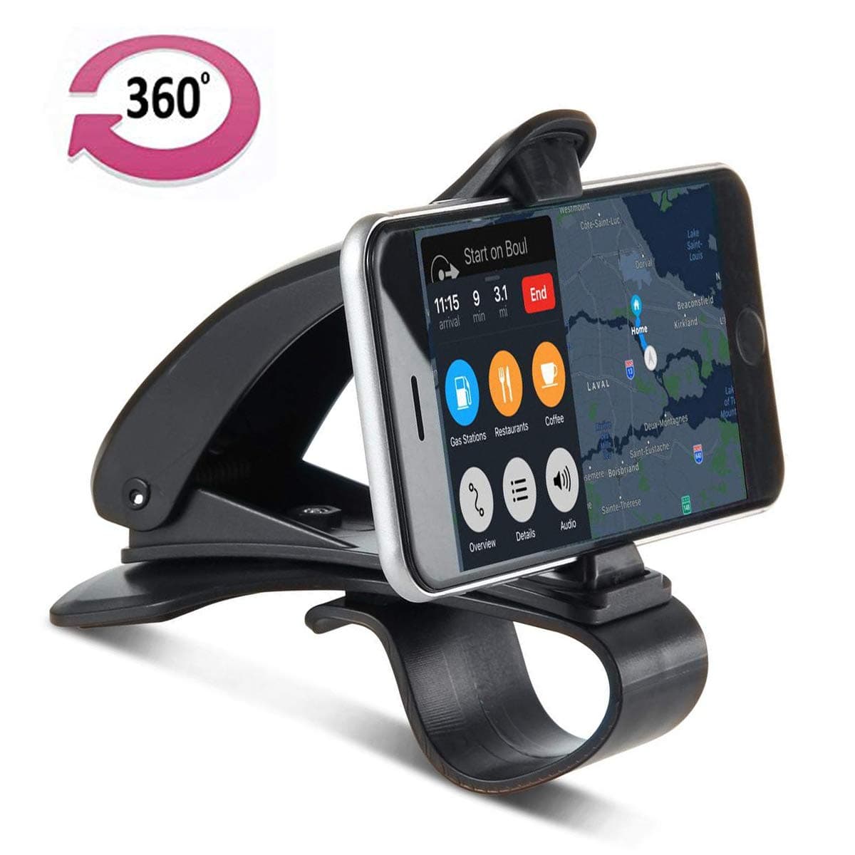 GeekerChip Car Phone Holder for Dashboard-HUD Design,Non-Slip,360° Rotatable Compatible with 3 to 6.5 inch of Mobile Devices