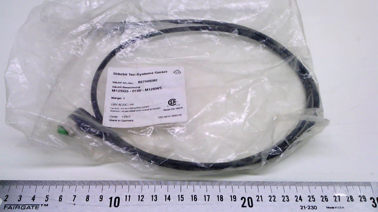 Staubli M12sg5-0100-M12bw5 , Cordset 5Pole St Male , 90 Female 3.5Ft M12sg5-0100-M12bw5