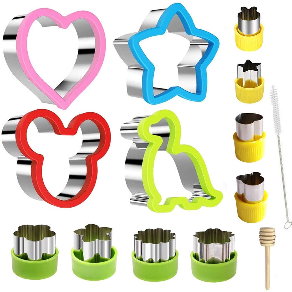 Frdzsw Cookie Cutters Shapes Baking Set, Fruit and Cookie Stamps Mold, Biscuit Baking Stainless Steel Metal Molds for Kitchen, Baking, Birthday Party, Halloween & Christmas,12PCS