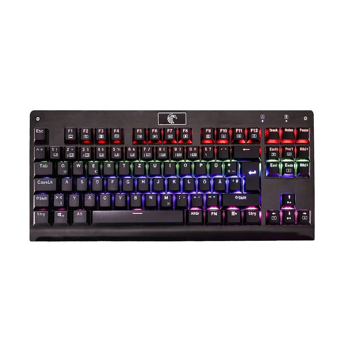 Rainbow Mechanical Keyboard, Aitalk Z77 Tenkeyless 88 Keys Anti-ghosting Waterproof Gaming Keyboard with Blue Switches Customizable Backlit QWERTZ Layout Wired Keyboard for Mac PC Laptop Gamers, Black