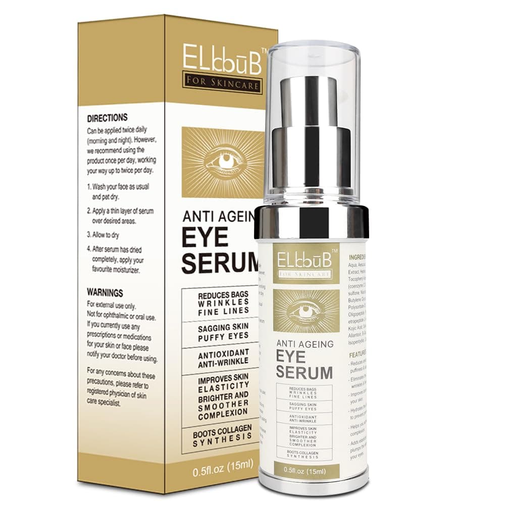 ELBBUB Anti Ageing Eye Cream - Anti Wrinkle Eye Serum for Puffy Eyes, Dark Circles, Eye Bags, Crows Feet, Wrinkles,Reduces Wrinkles Saggy Skin Puffy Eyes