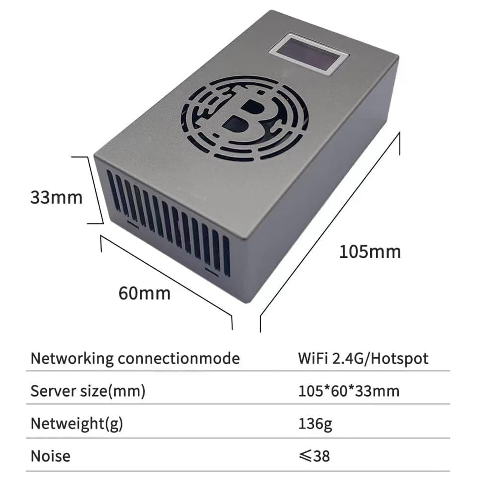 Generic BeluckyMan Bitcoin Miner BTC Lotto Device WiFi SHA-256 500GH/S BM1366 Asic Chip Micro Silent Cryptocurrency Solo miner Bitcoin Machine Home Use, grey