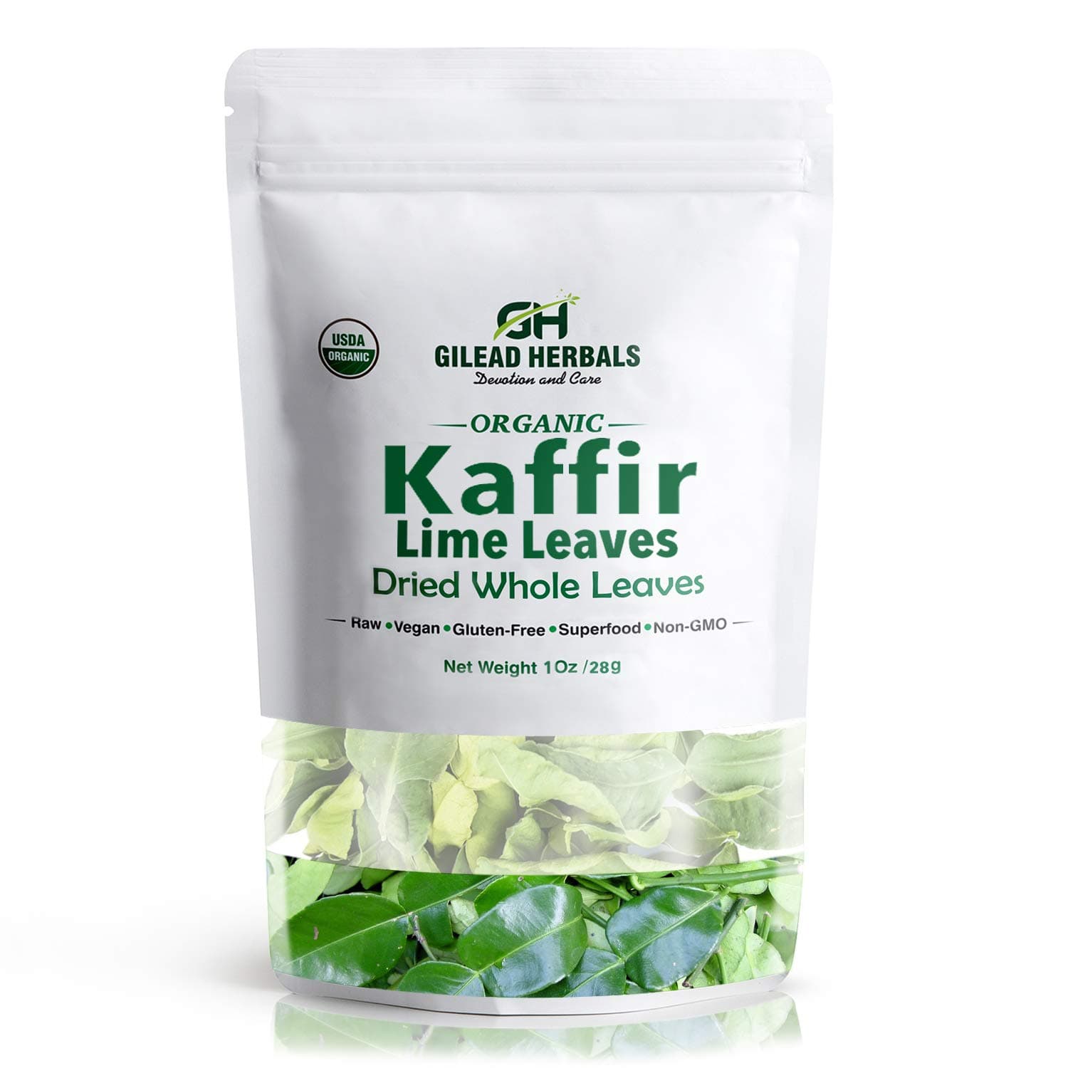 Dried Kaffir Lime Leaves - Organic - 1 Oz - Green Whole Uncrumpled Leaves - Citrus Hystrix - Bai Magrood - Tom Yum - Citrus Flavor Aromatic Herb for Thai & Asian Cuisines, Soups, Stir-Fries & Drinks