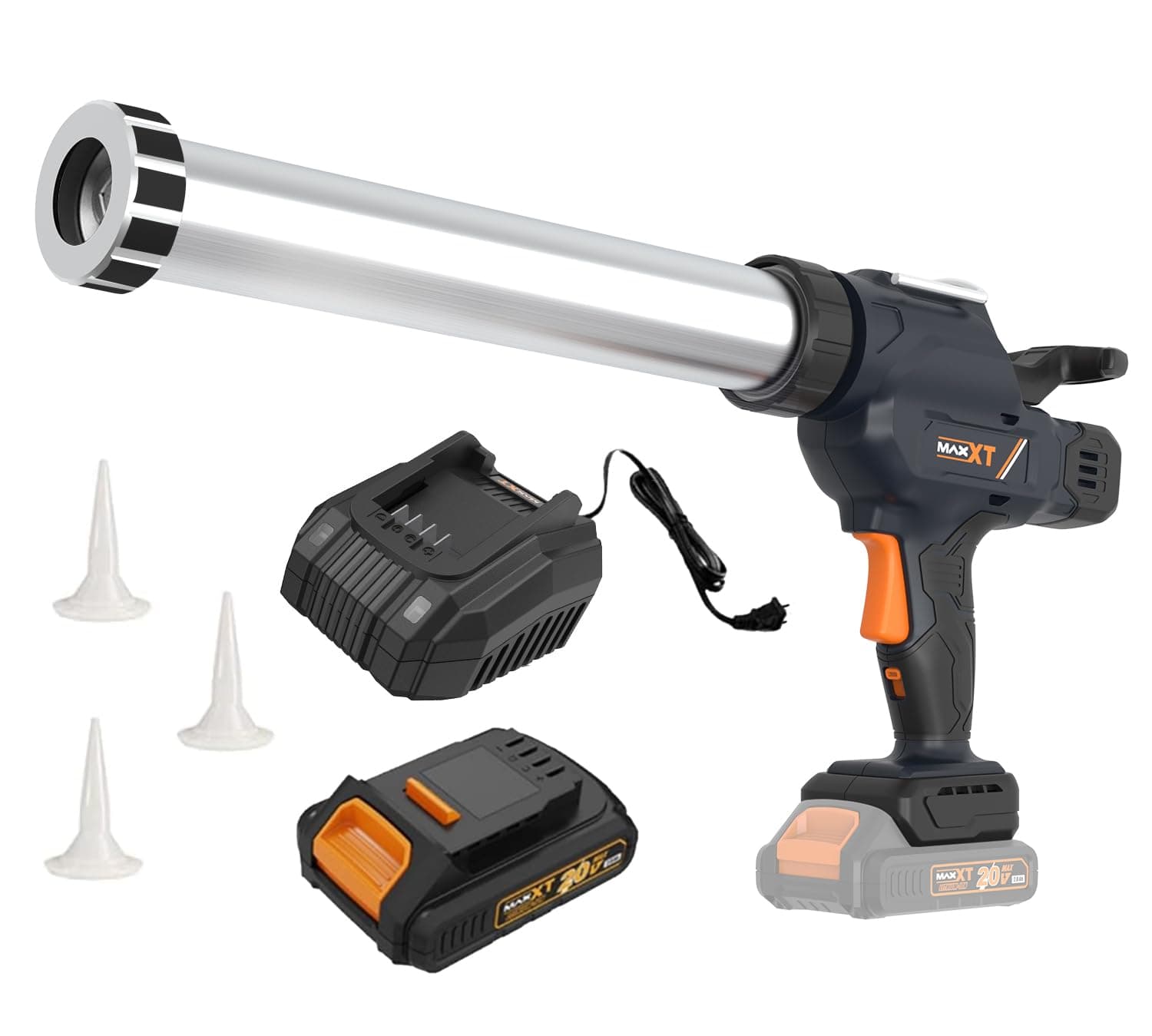Cordless Sauage Gun - 2.0AH Battery Included, Caulking Gun Fits 300-600ml Sausage Packs, Anti-Dripping Design