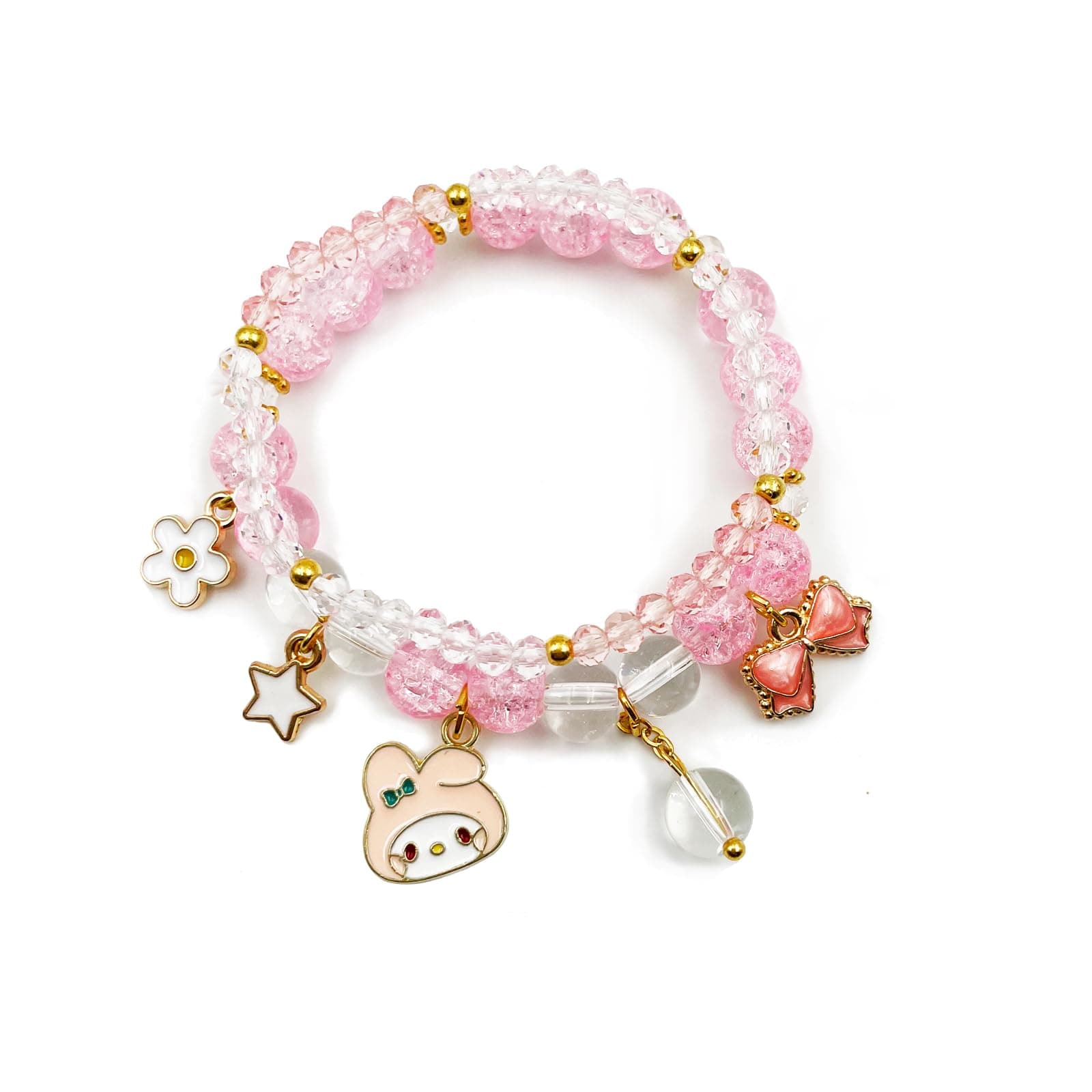 Kawaii Bracelets Crystal Beads Bracelet Set Cute Cartoon Elastic Beaded Pearl Bracelets Jewelry for Women Bff Friendship Gift