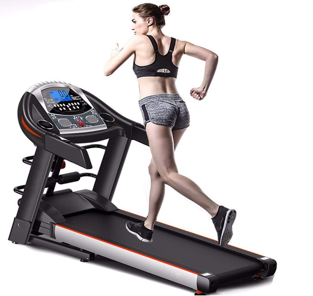 JJGS Motorised Treadmill Folding Running Machine, 3.0 HP Motor up to 12KM/H 24 Sports Modes, Large Running Surface 1250x410mm, with Heart Rate Monitor, Gym Equipment