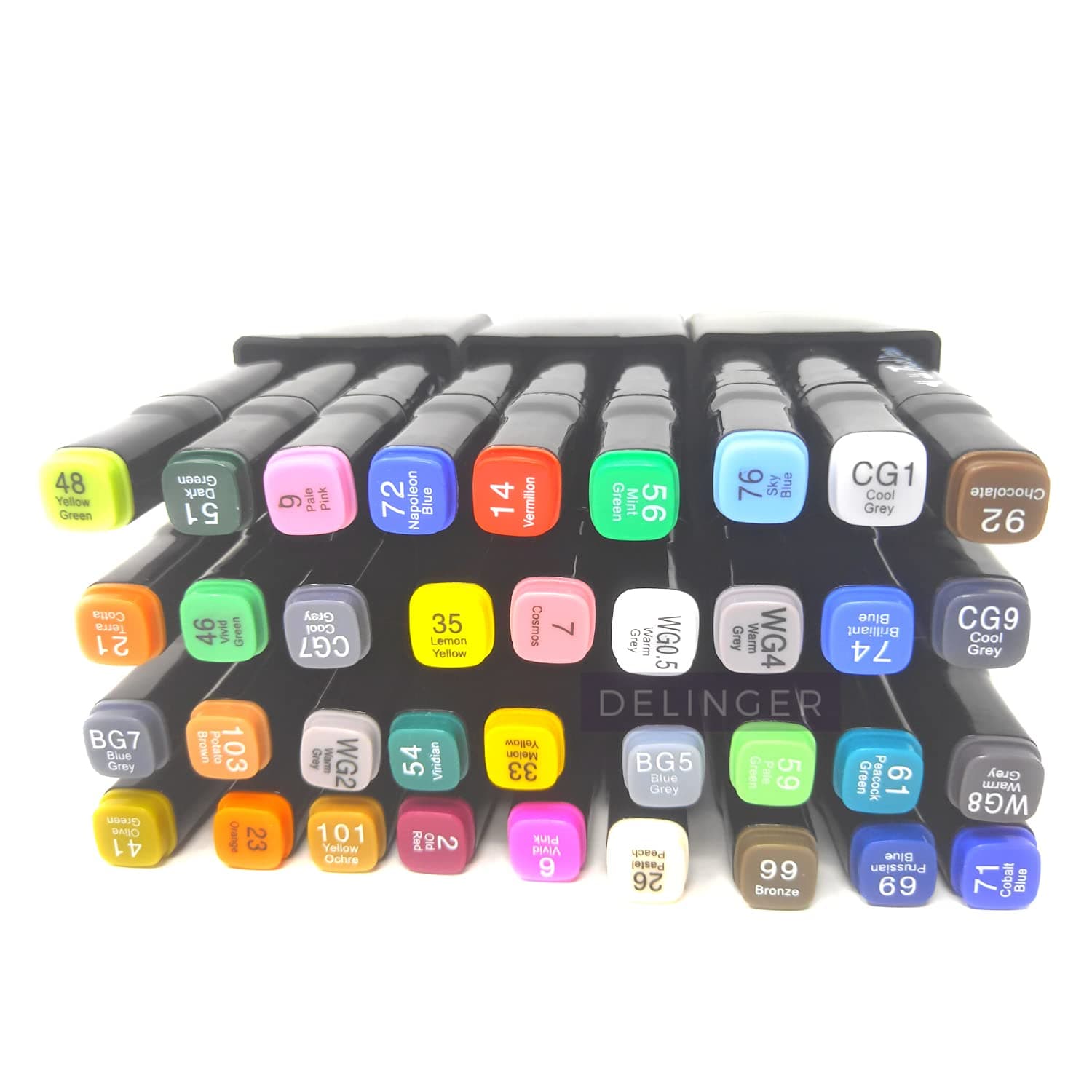 DELINGER Alcohol Markers 36pcs Touch Cool Marker Double Tipped Sketch Marker for Artist