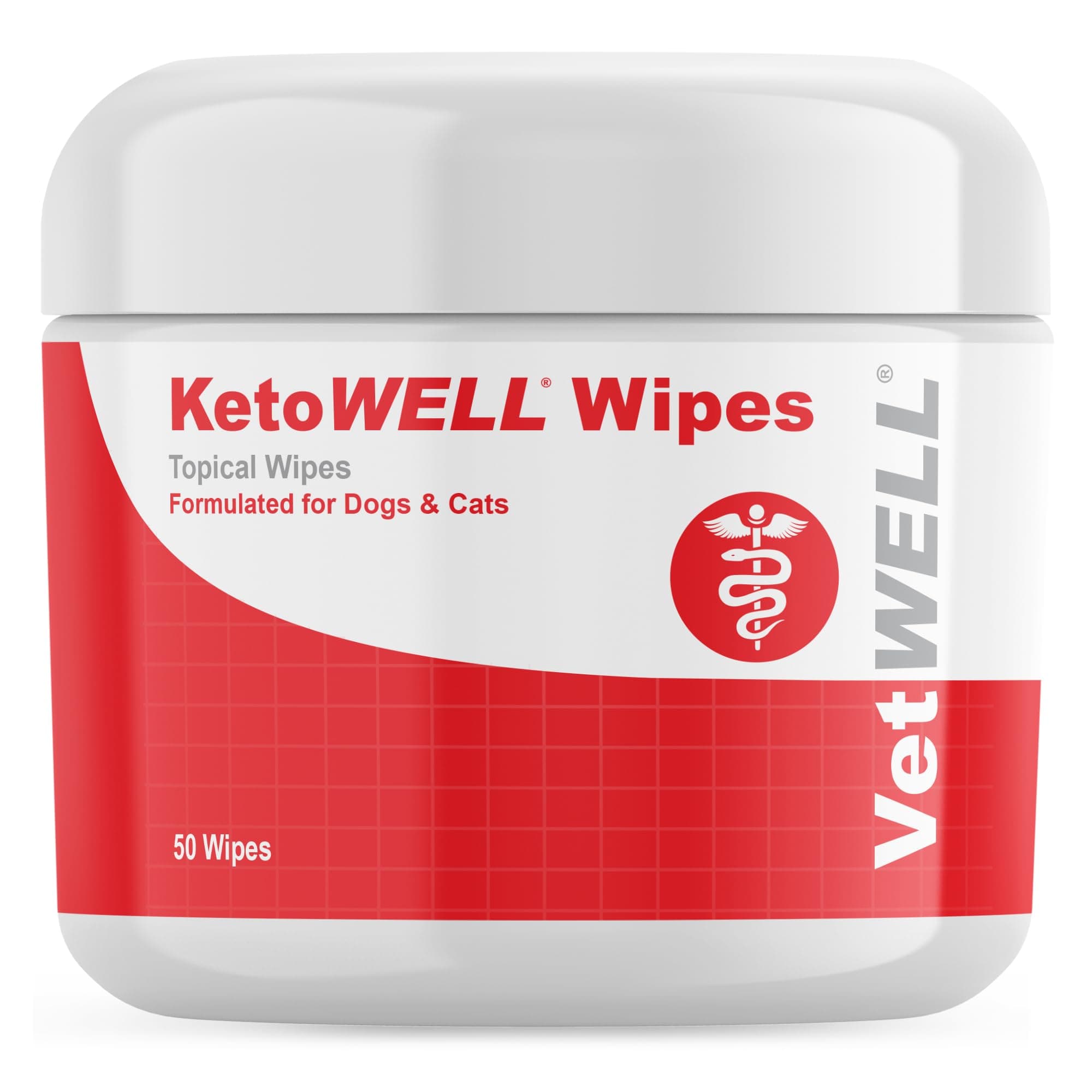 KetoWELL Topical Wipes with Ketoconazole for Dogs & Cats Pet Wipes - 50 Count