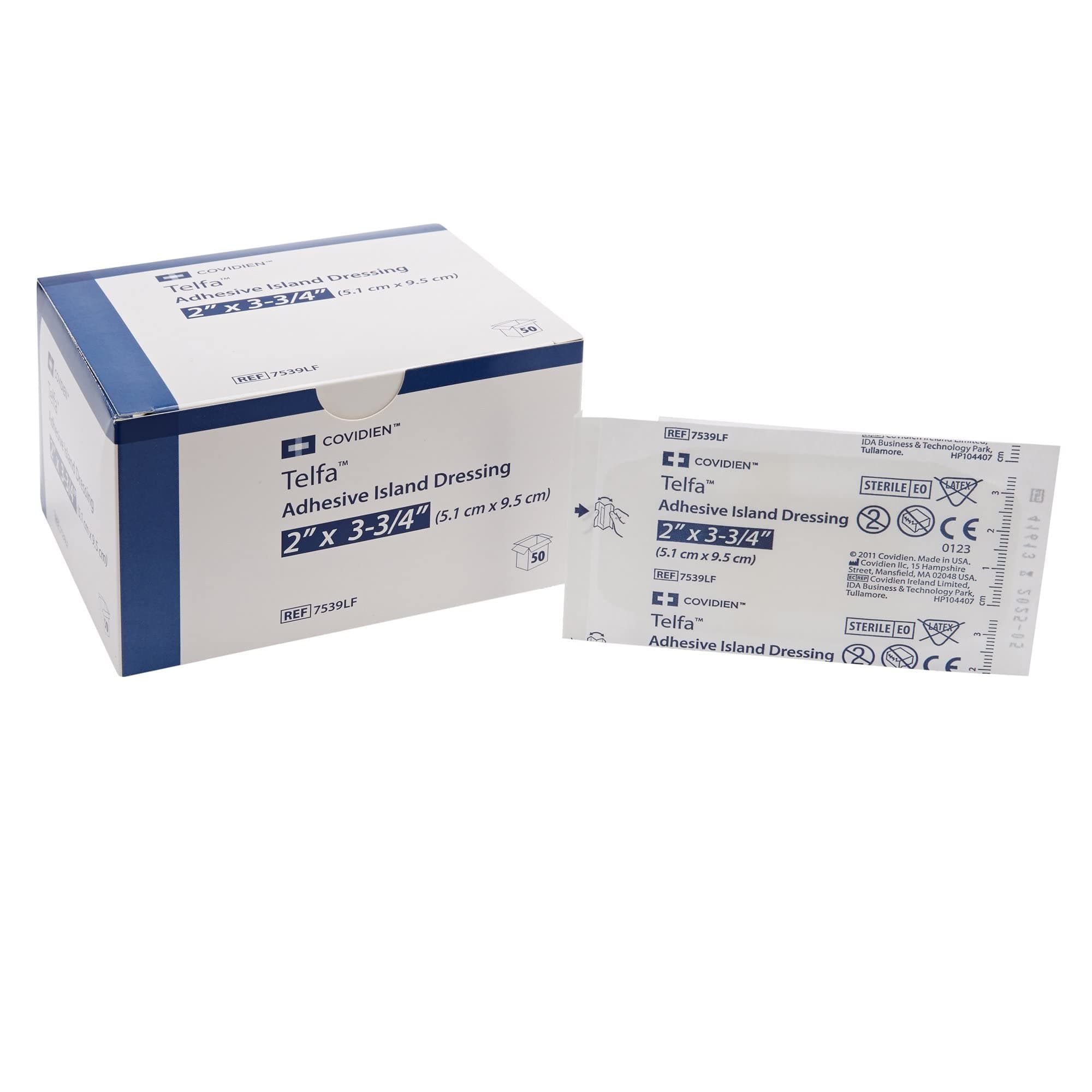 7539Lf Telfa Island Wound Dressing, Latex Free, Sterile Gauze 2 X 3-3/4", Adherent 50per Box. 7539Lf by