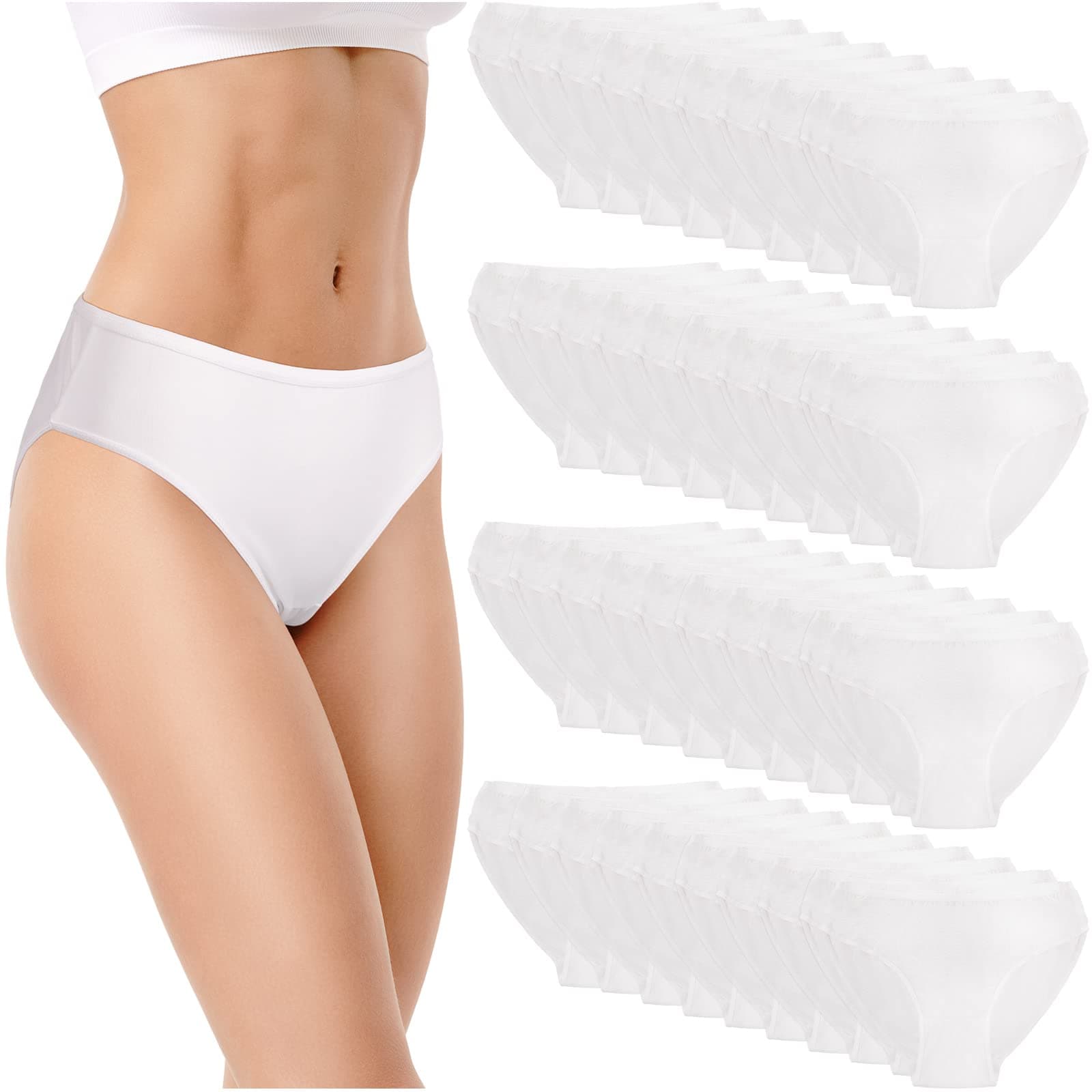 40 Pcs Women's Disposable Underwear Polyester Cotton Ladies Briefs Panties Women for Travel Hospital Hotel Stays