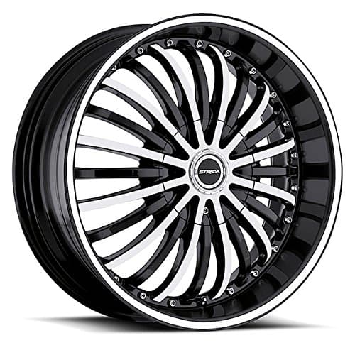 22" Inch Strada Spina Black Machine Wheels Rims Only | Set of 4 | Includes Free Wheel Club LA T-Shirt | Fits Audi Mercedes BMW Infiniti Dodge Cadillac Chevy Ford Lexus Nissan Hyundai
