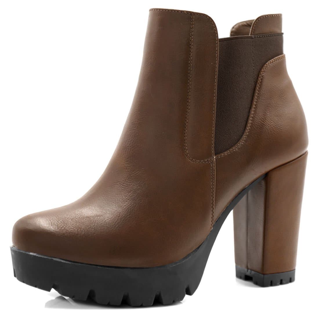 Allegra K Women's Chunky High Heel Platform Ankle Boots