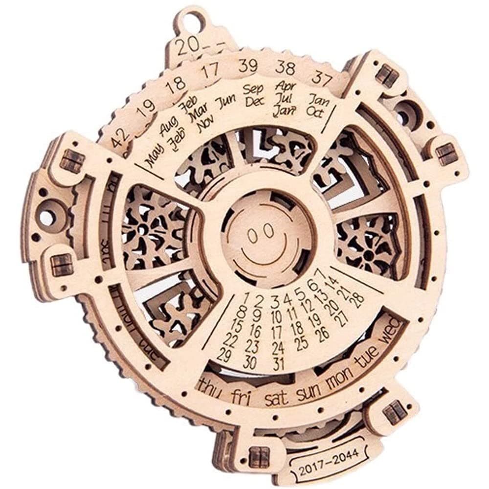 3D Wooden Perpetual Calendar Puzzle,Mechanical Gears Toy Building Set,Brain Teaser Games,Engineering Toys,Family Wooden Craft KIT Supplies-Great Birthday for Husband Wife Adult