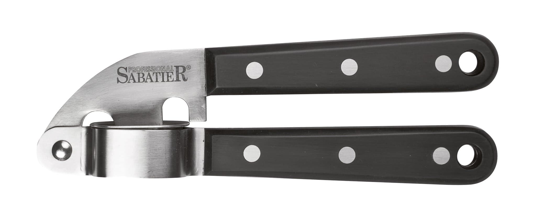 Professional Sabatier Stainless Steel Garlic Press (Robust Full Tang & Three Riveted Handle)