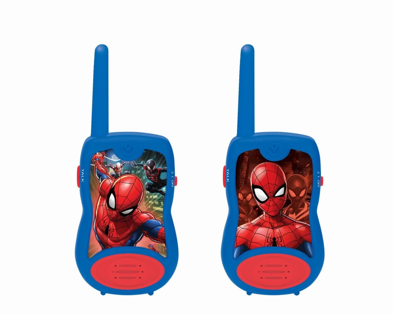 LEXIBOOK, Spider-Man, Walkie-Talkies 200m, Communication Game for Children, 2 Communication Channels, Belt Clip, Battery Operated, Blue, TW12SP
