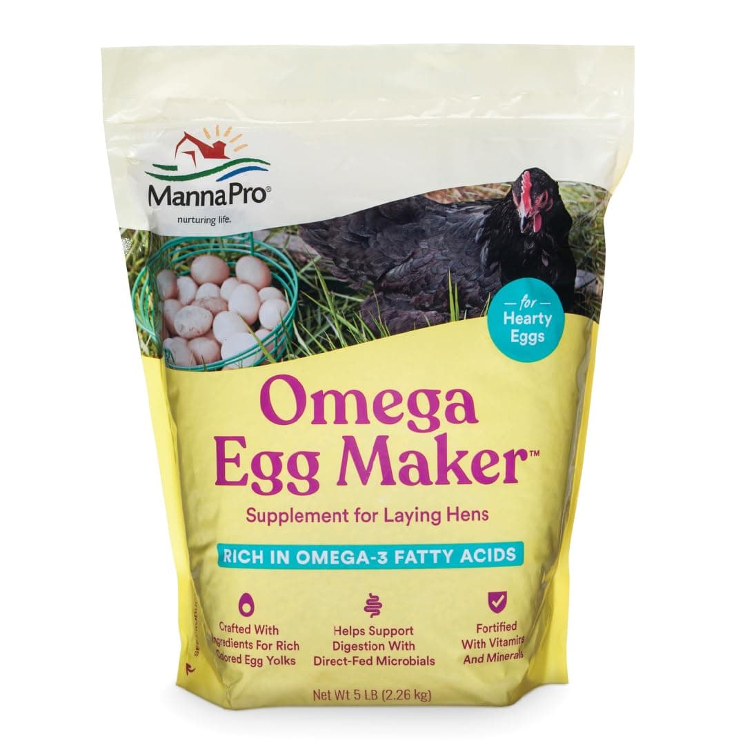 Manna Pro Chicken Feed Supplement | Omega Egg Maker Chicken Supplies | Chicken Food Supplement for Laying Hens | 5 Pounds