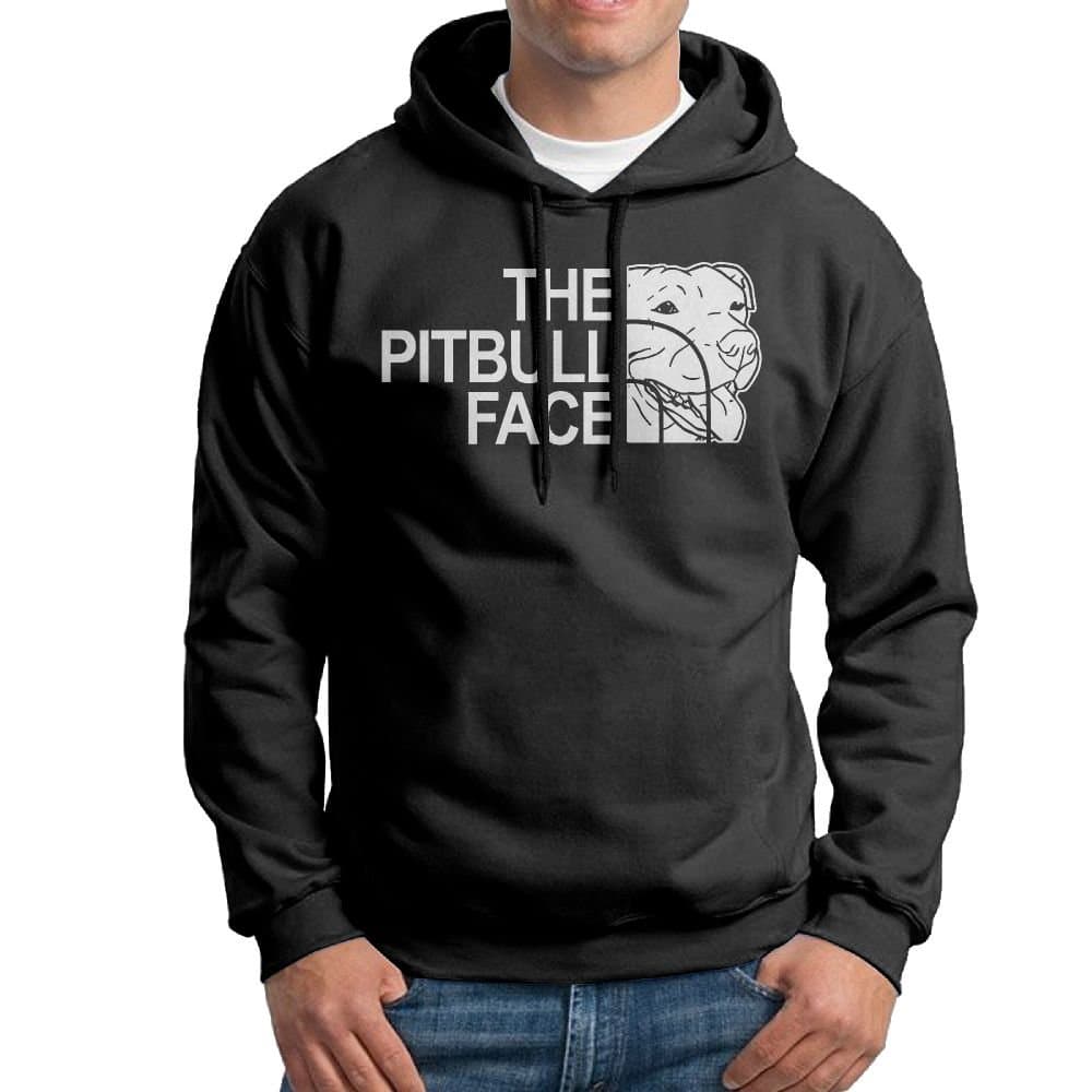 Funny Pitbull Hoodie Sweatshirts Mens Fleece Sweater Size L Black