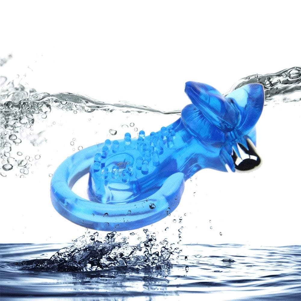 Premium Reusable Vi-brating Pénnis Ring, Tongue Clítöis Vib-ratór Jelly Cóc.k Ring, Dual Cóc.Kings, for Men