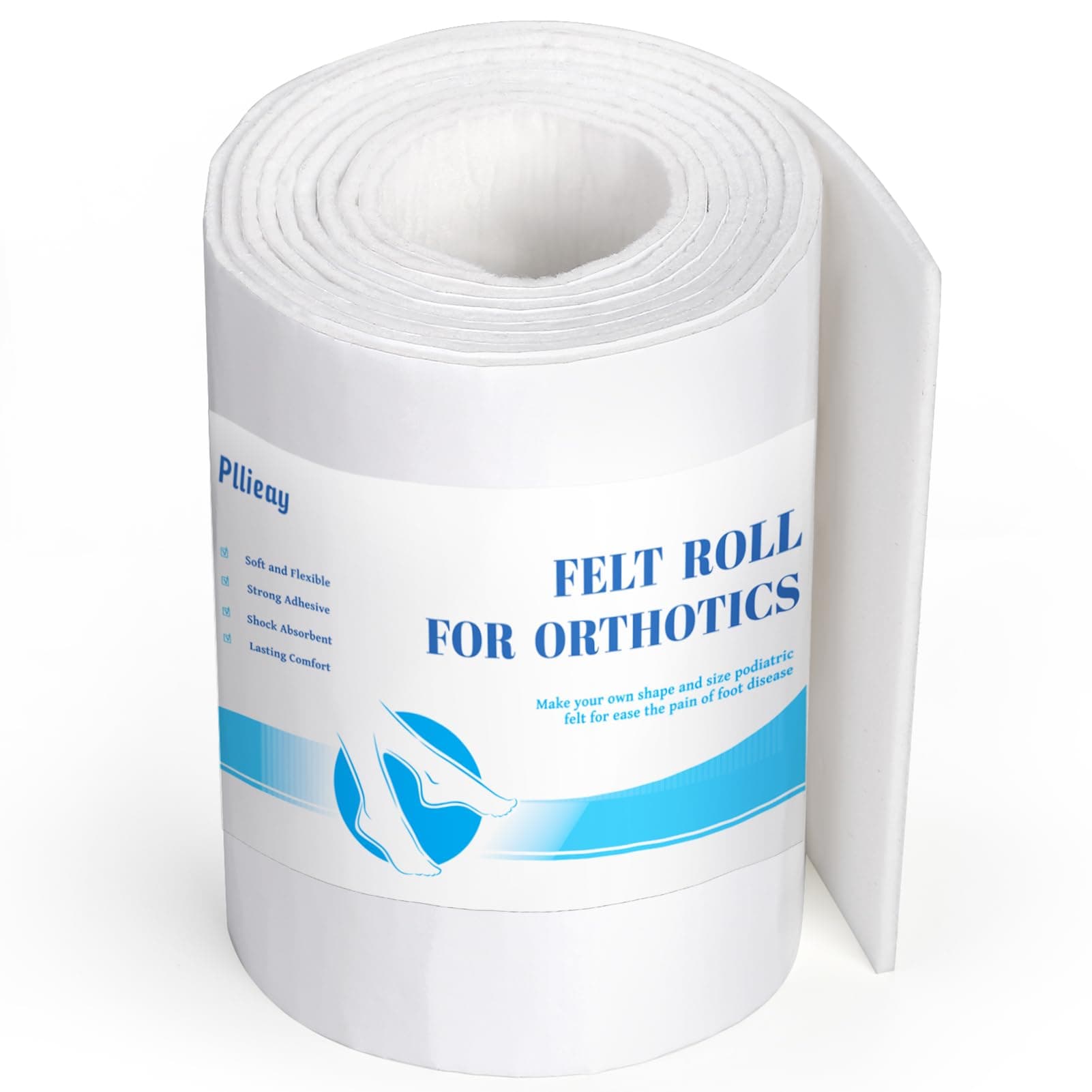 Pllieay Adhesive Felt Roll, Orthopedic Felt Roll 1/8" Thick 6" x2.5yd Quality Rayon Blend for Provide Cushioning and Support in Pain Foot