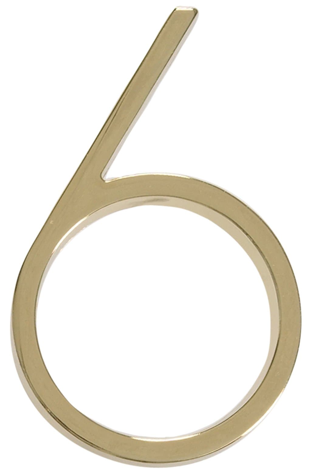 Distinctions by Hillman 843206 5-Inch Floating Mount House Polished Brass, Number 6