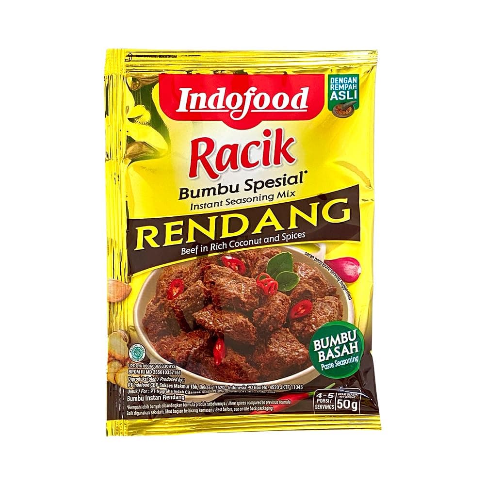 Indofood rendang - Chili & Coconut Seasoning Beef, 50 Grams (Pack of 4)