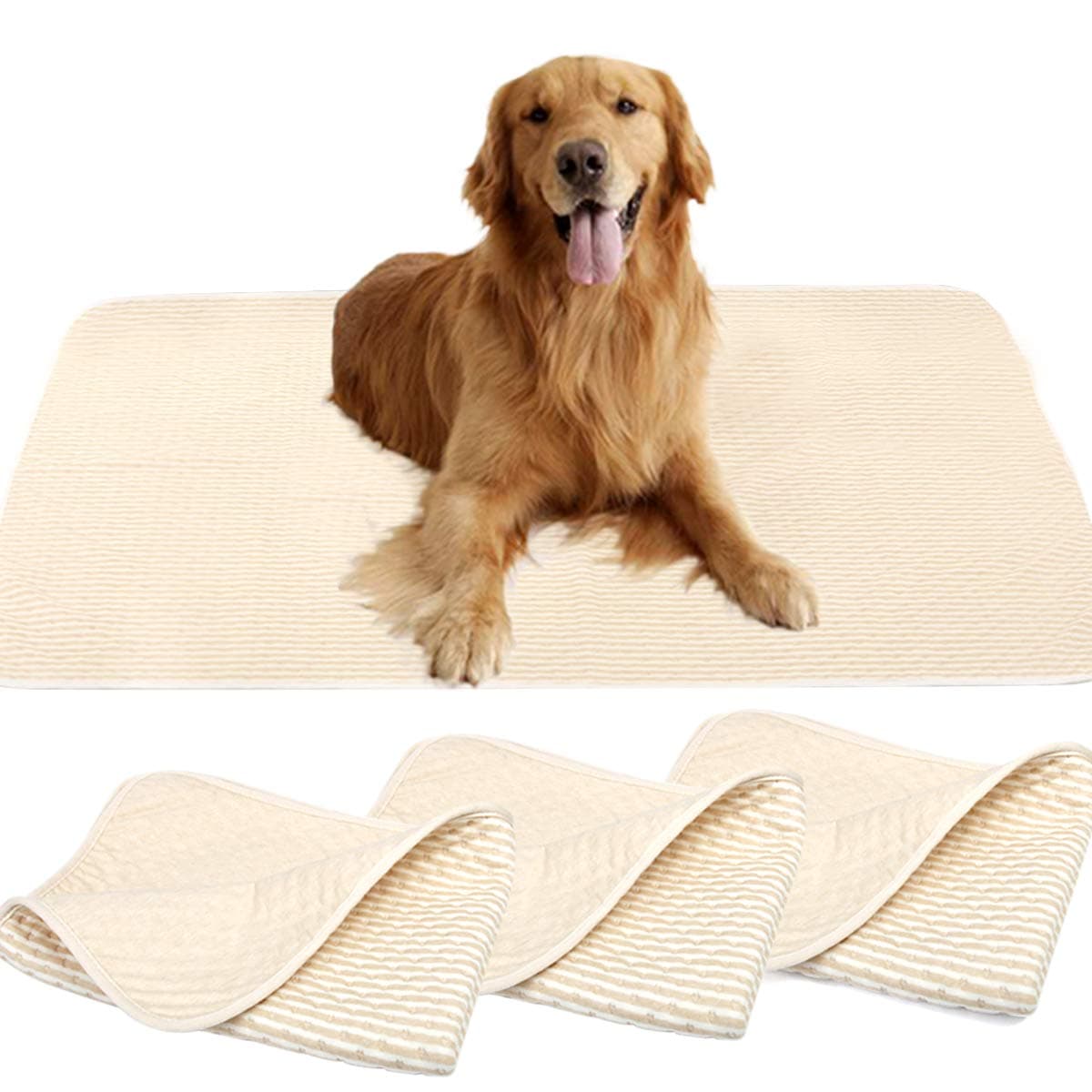 3 Packs Washable Pee Pads For Dogs, Super Absorbency Puppy Training Mat Pet Pee Pads, 4 Layers Of Protection With Soft Cotton Blend, Leak Proof, Machine Washable, Reusable, 19" x 27"