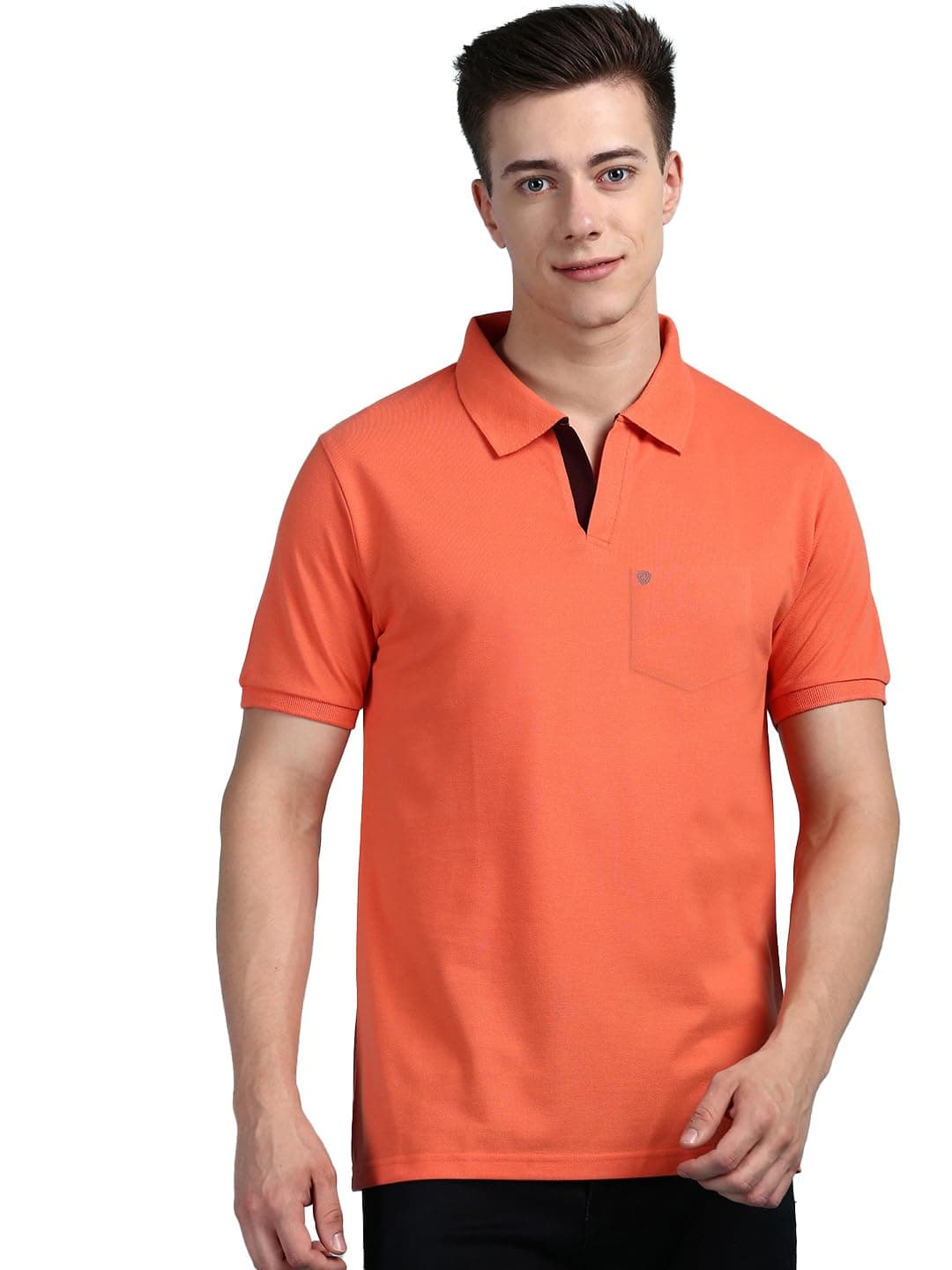 Men's Half Sleeve Soild Casual Regular Fit T-Shirt with Chest Pocket | Polo Tshirt for Men