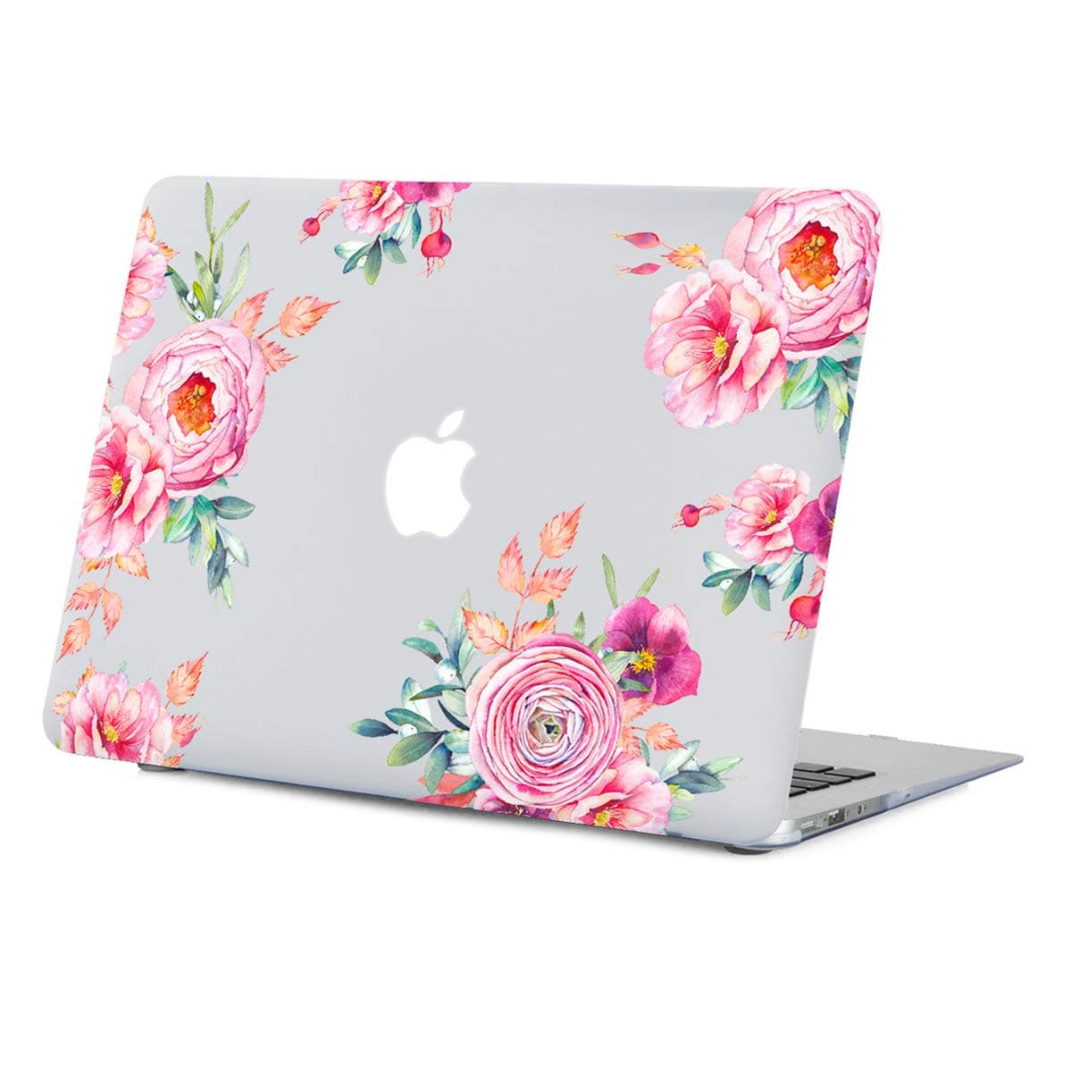 MacBook Air 13 inch Case Floral,Pink Flower Case for MacBook Air 13 inches Model:A1466/A1369,Rubberized Soft-Touch Matte See Through Clear Hard Shell Case with Keyboard Cover