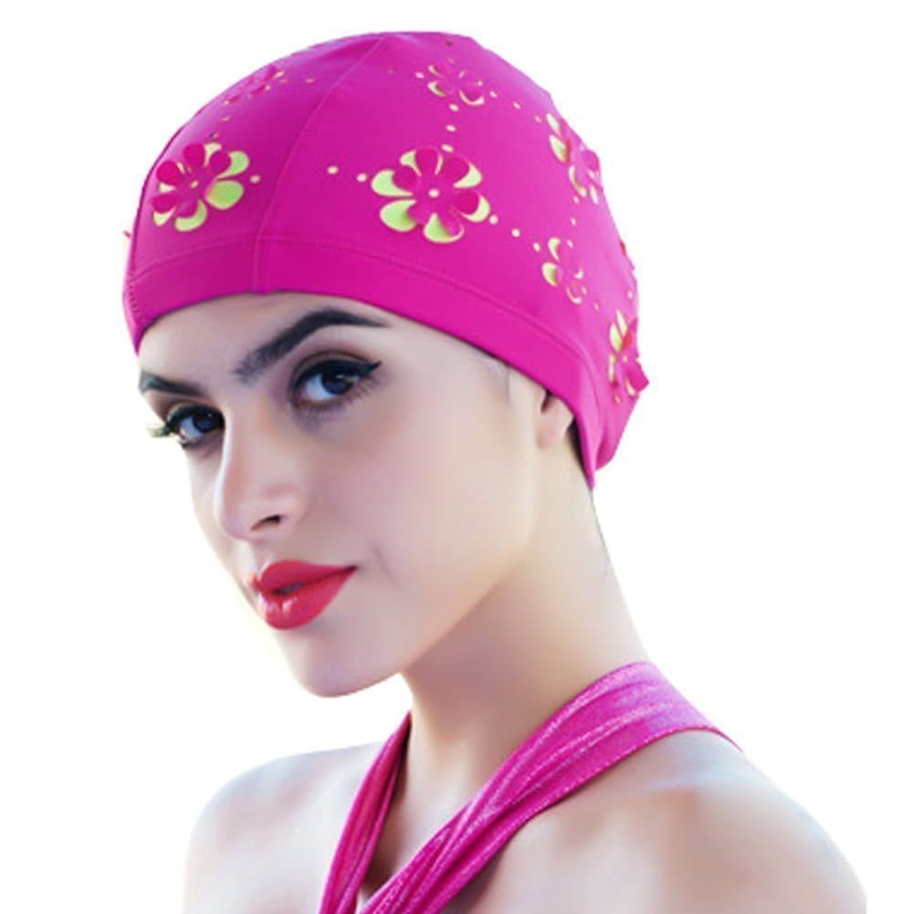 MedifierHollow out Flowers Swim Bathing Cap for Short and Long Hair Swimming Hat