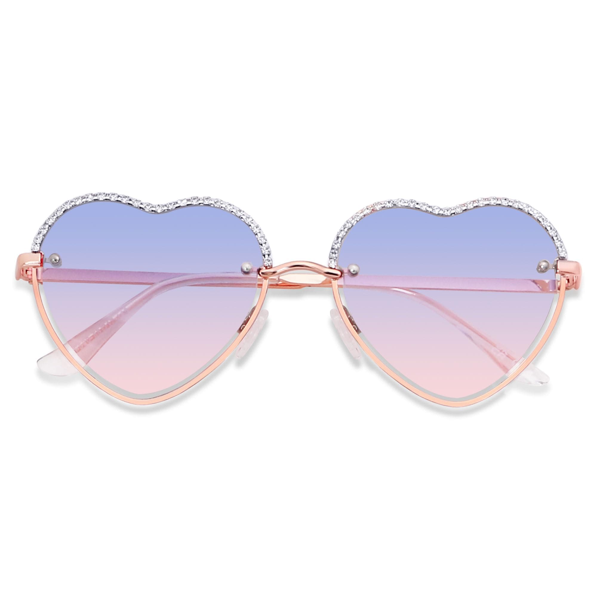 Trendy Heart Shaped Sunglasses Womens Rhinestone Love Eye Sun glasses Metal Lovely Fashion Diamond Sunnies
