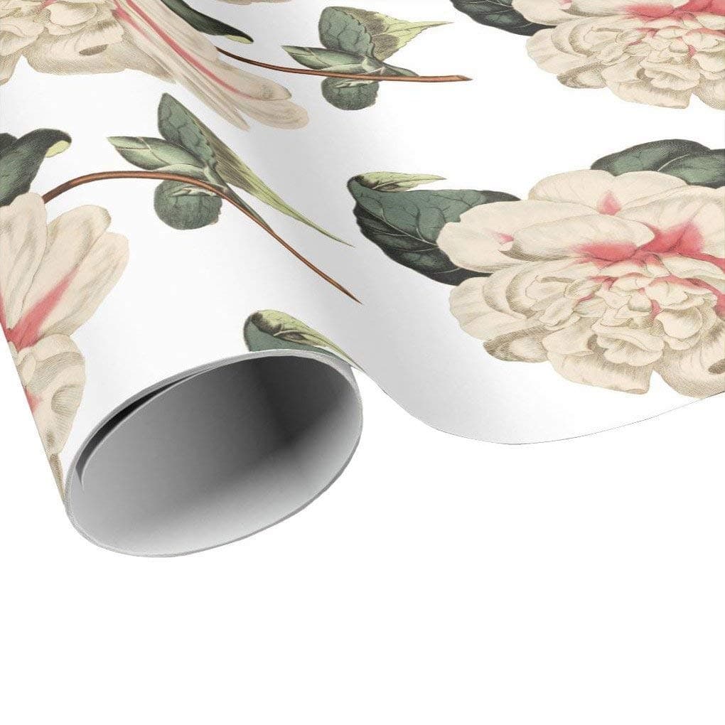 Pink Camellia Flower Wrapping Paper Sheets - Vintage Flower Gift Wrap - Floral Gift Paper - Craft Paper