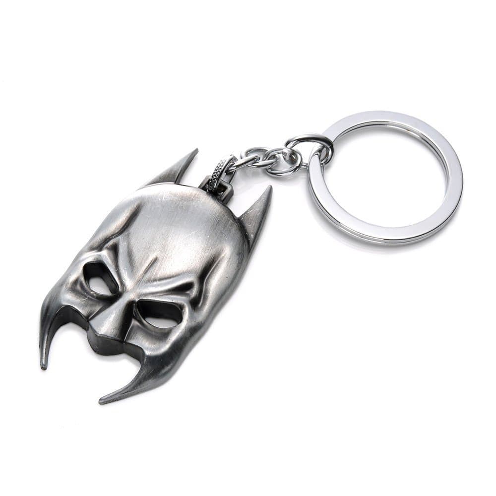 Loveboat Bat Symbol Keychain Zinc Alloy Metal Bat Mask Dart Keychain (Silver Mask)